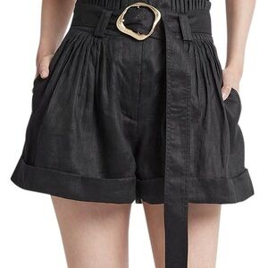 Aje Byblos Black High Waist Belted Shorts part of a set